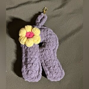 Crochet Initial R Bag Charm Purse Backpack Keychain Handmade